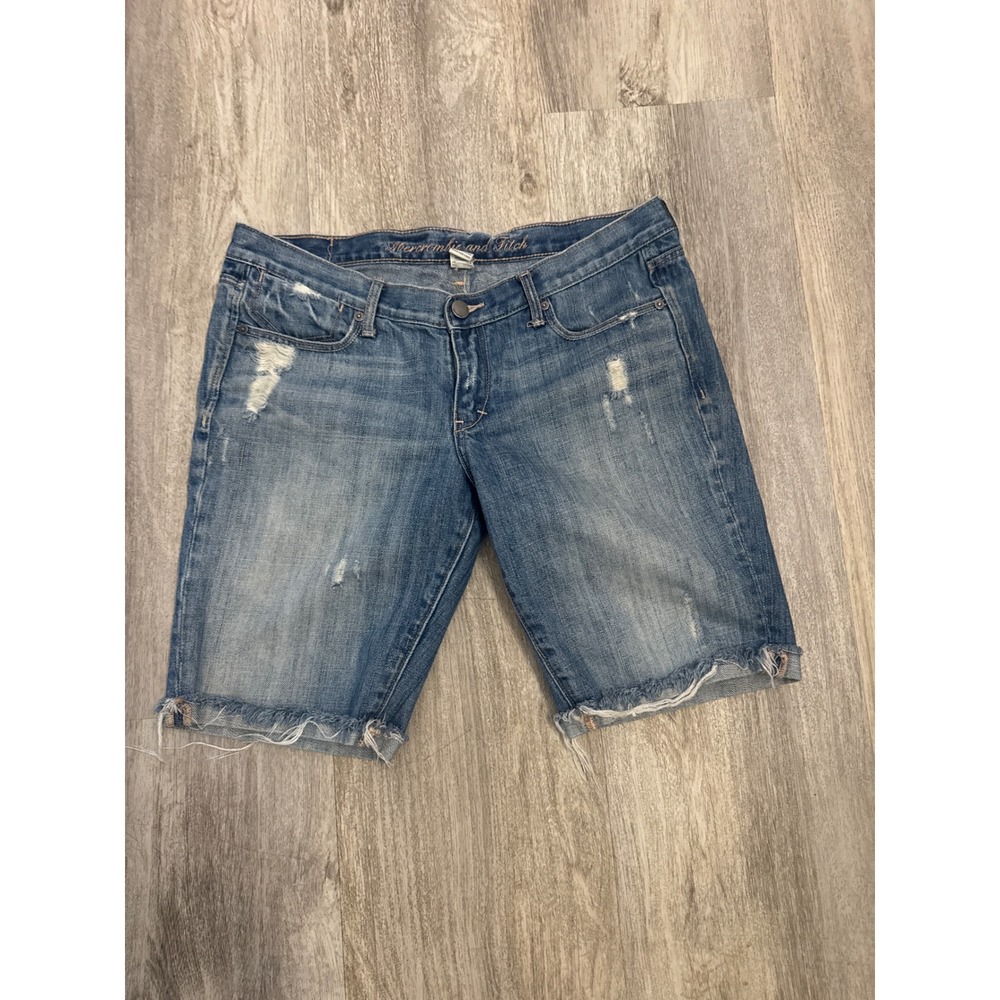 Abercrombie and Fitch Womens Distressed Denim Y2K Bermuda Shorts Size 6 Low Rise